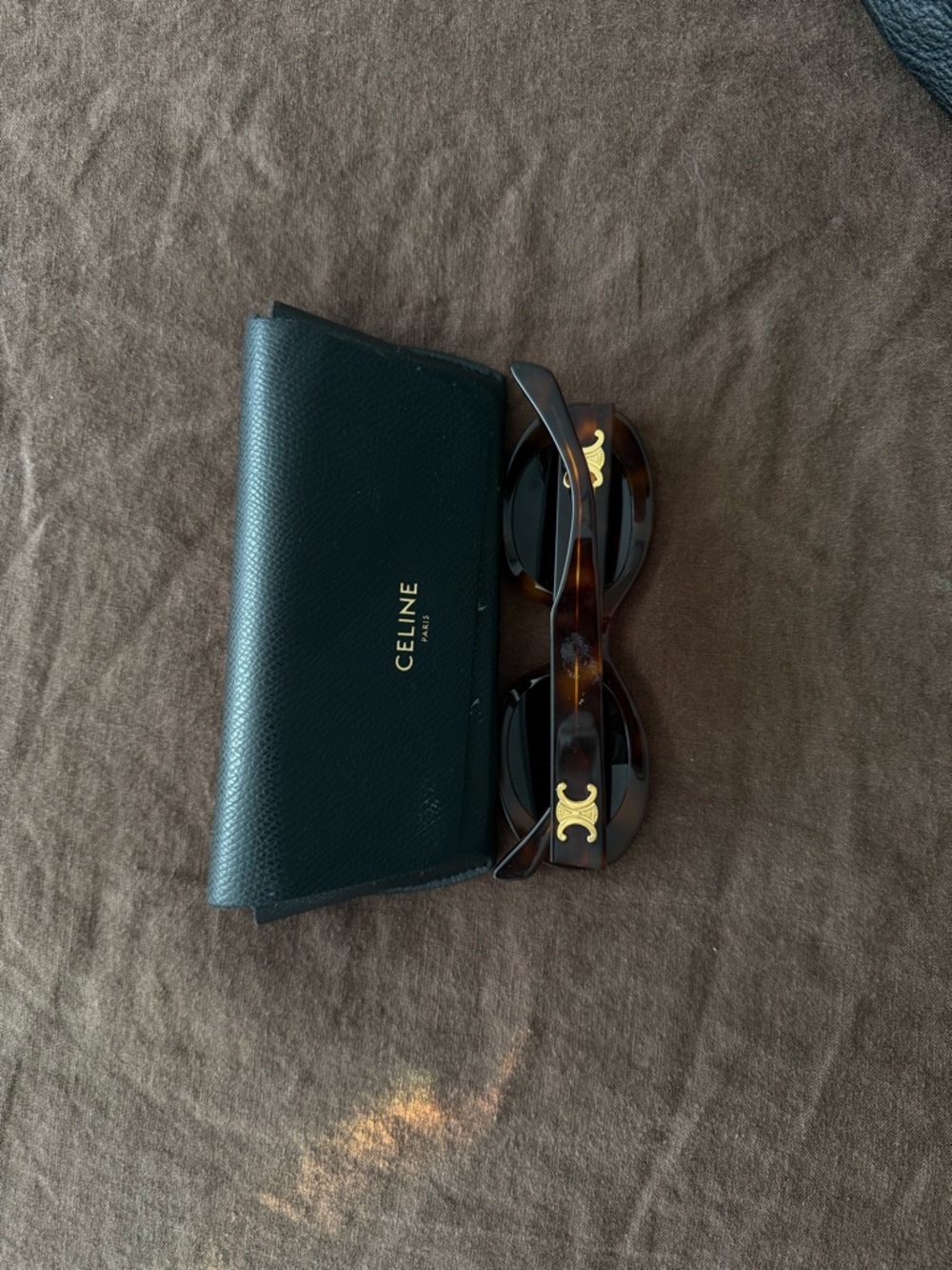 Celine Tortoiseshell Sunglasses with Gold Emblem